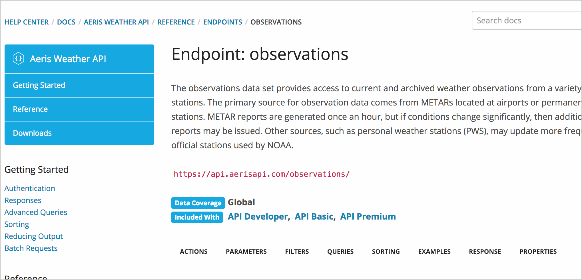 Endpoint: oservations