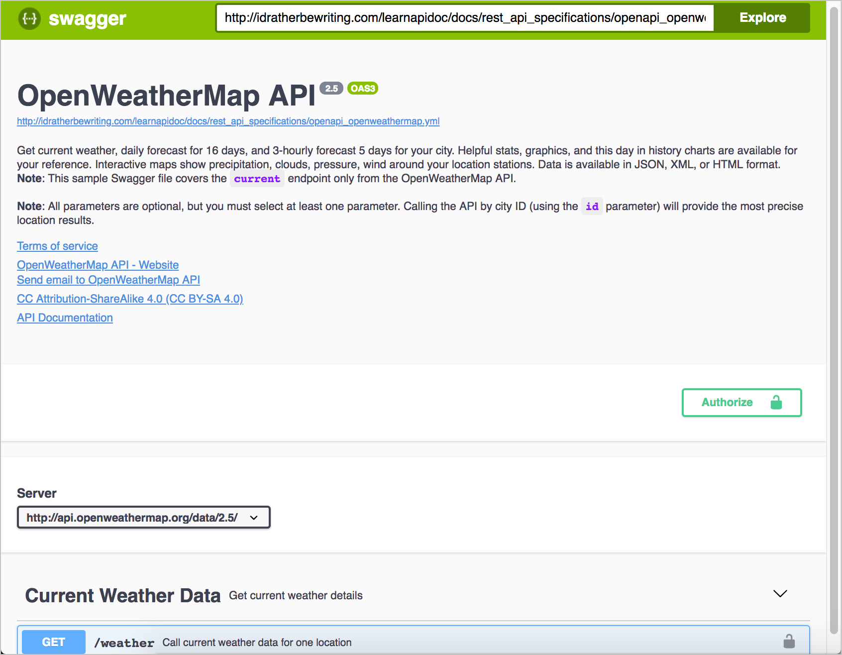 OpenWeatherMap API